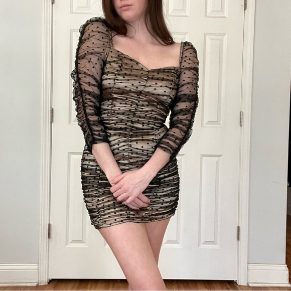 DO+BE | Ruched Polka Dot Dress - Picture 3 of 7